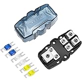 RECOIL ZMFH12 2-Way Mini-ANL Fused Distribution Block, 1 X 0/2/4 Gauge in & 2 X 4/8 Gauge Out, Fused Distribution Block with 60A, 80A, 100A Fuses