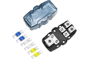 RECOIL ZMFH12 2-Way Mini-ANL Fused Distribution Block, 1 X 0/2/4 Gauge in & 2 X 4/8 Gauge Out, Fused Distribution Block with 