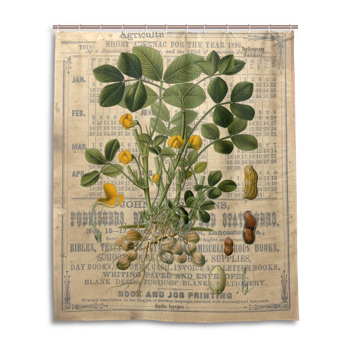 Elqsmtir Cortina De Ducha Con Estampado Botánico De