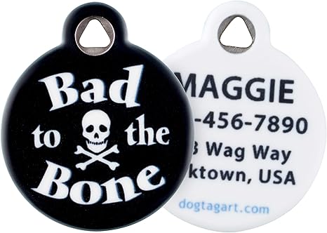 Amazon Com Dog Art Bad To The Bone Pet Name Custom Pet Id For Dogs And Cats Small Size Pet Identification s Pet Supplies
