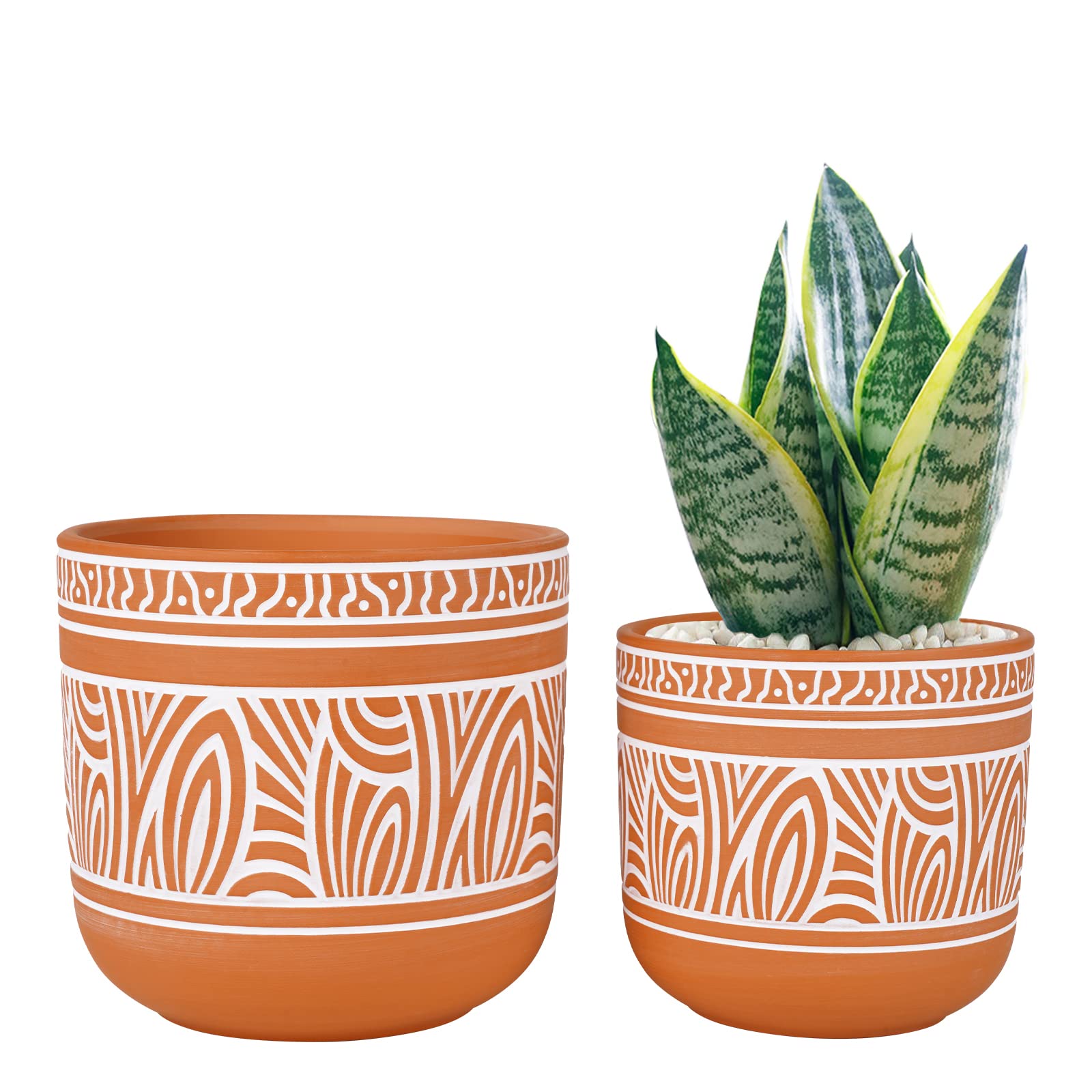 Thirtypot 15 + 12 CM Terracotta Succulent Planter Pots, Terra Cotta Planter Clay Pots with Drainage Set of 2