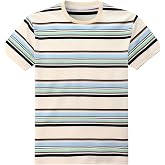 Funny World Men's Cotton Striped T-Shirt Crew Neck Short Sleeves Basic Casual Top
