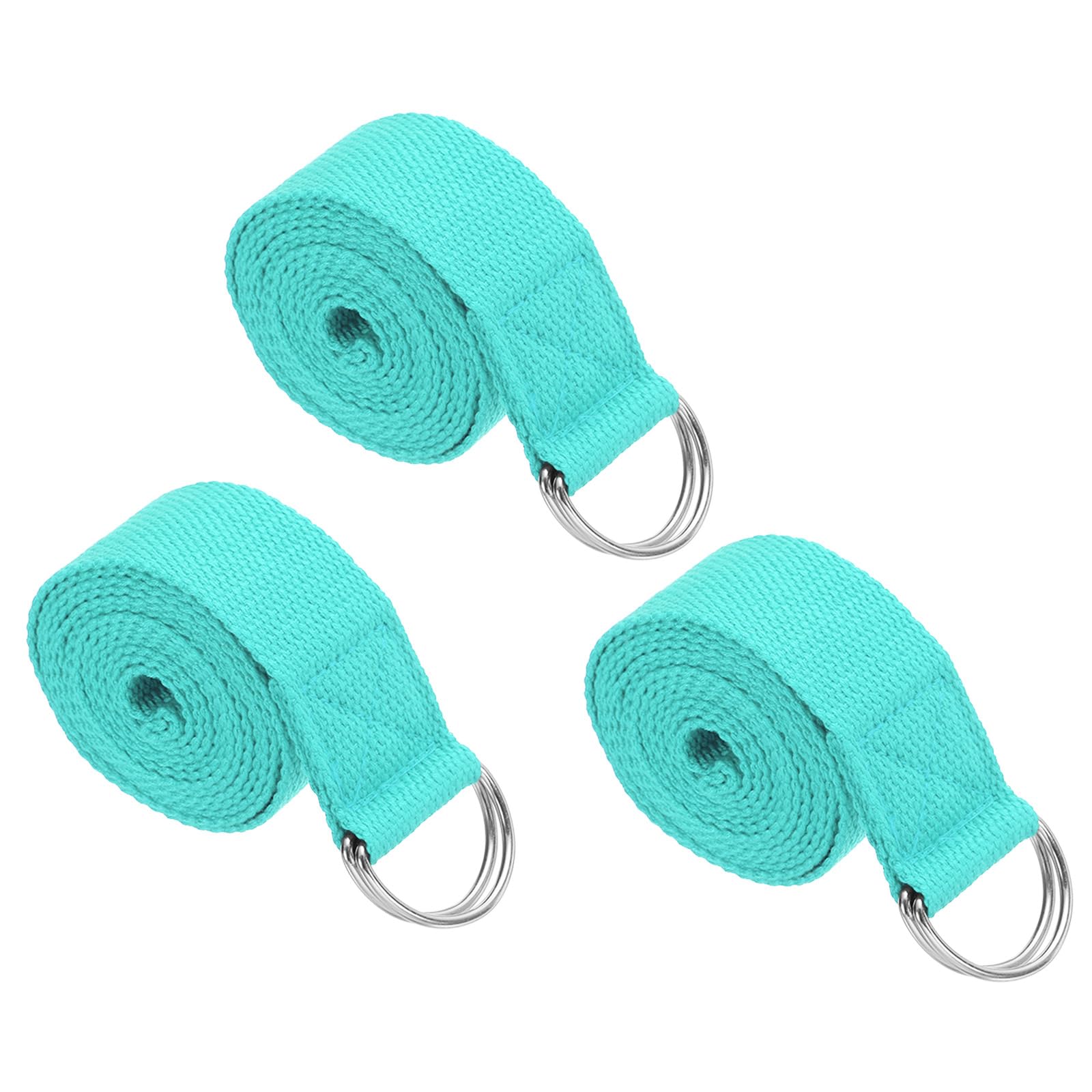 PATIKIL Yoga Strap for Stretching 8 Feet, 3Pcs Cotton Yoga Belt with Adjustable Metal D-Ring Buckle Stretch Bands for Fitness Pilates, Lake Green
