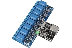 Oumefar Ethernet Control Module with 8 Channel Relay, LAN/WAN Network Web Server Controller Board with RJ45 Port for Remote D