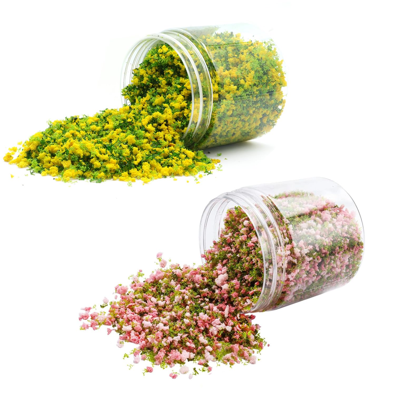 PCAORLEORS 2 Pack Model Flower, Pink and Light Red Colourful Tree Powder Model Tree Grass Art Landscape DIY Artificial Sand Table Micro Landscape Building