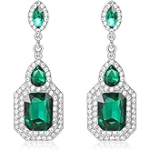 Vintage Rhinestone Dangle Statement Earrings Colorful Long Crystal Dangling Drop Earring for Women Formal Wedding Prom