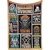 Huglanket Viking Gifts for Men, Women, Norse Mythology Gift Blanket for Christmas, Birthday, 50"x 65", Wording