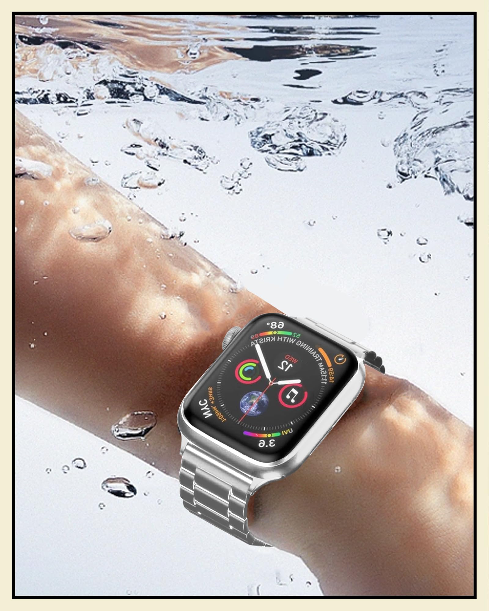 AOKOOR Metal Band Compatible with Apple Watch Band 49/46/45/44/42mm for Men and Women Tool-Free Quick-Adjust Stainless Steel Band for iWatch Ultra 2 SE Ultra Series 10 9 8 7 6 5 4 3 2 1 (Silver)