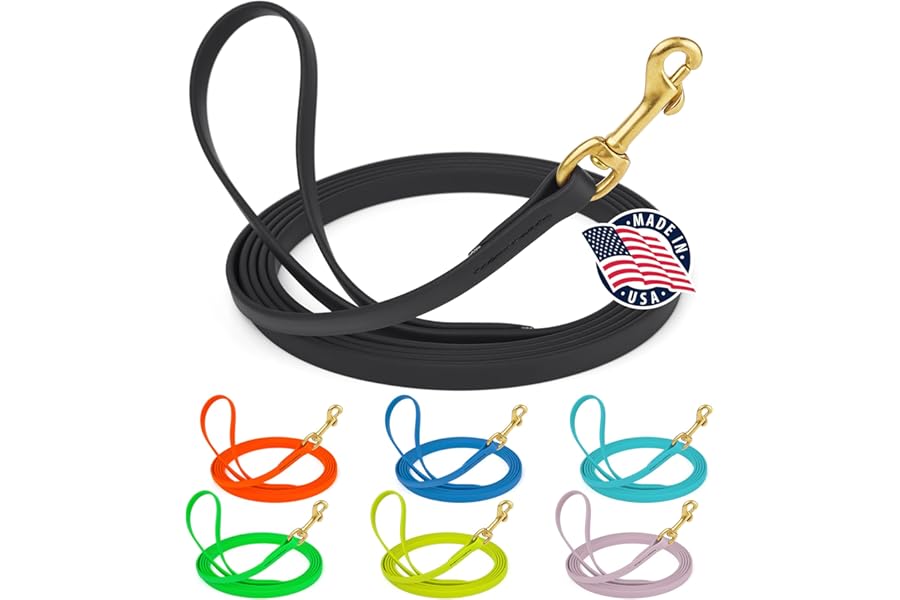 Viper Biothane Working Tracking Lead Leash Long Line for Dogs, Black 1/2" x 15ft