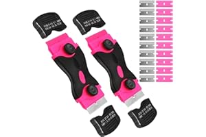 VIADOM Razor Blade Scraper, Double Edged Razorblade Scraping Tool with 20Pcs Razor Blades, Plastic Razor Blade Scraper Paint Scraper for Glass, Decals, Stickers, Labels, Caulk, Adhesive Remover Tool(Pink)