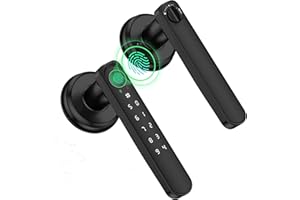 SIVMN Fingerprint Door Lock, Smart Door knob, Biometric Door Lock, Bedroom Door knob with Code and App, Keypad Keyless Entry with Handle for Home Hotel Office Apartment,Deep Black