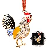 FurniGift Chicken Christmas Tree Ornaments 2025- Farm Rooster with Rhinestones,Keepsake Gifts for Women Girls Father Brother Friends