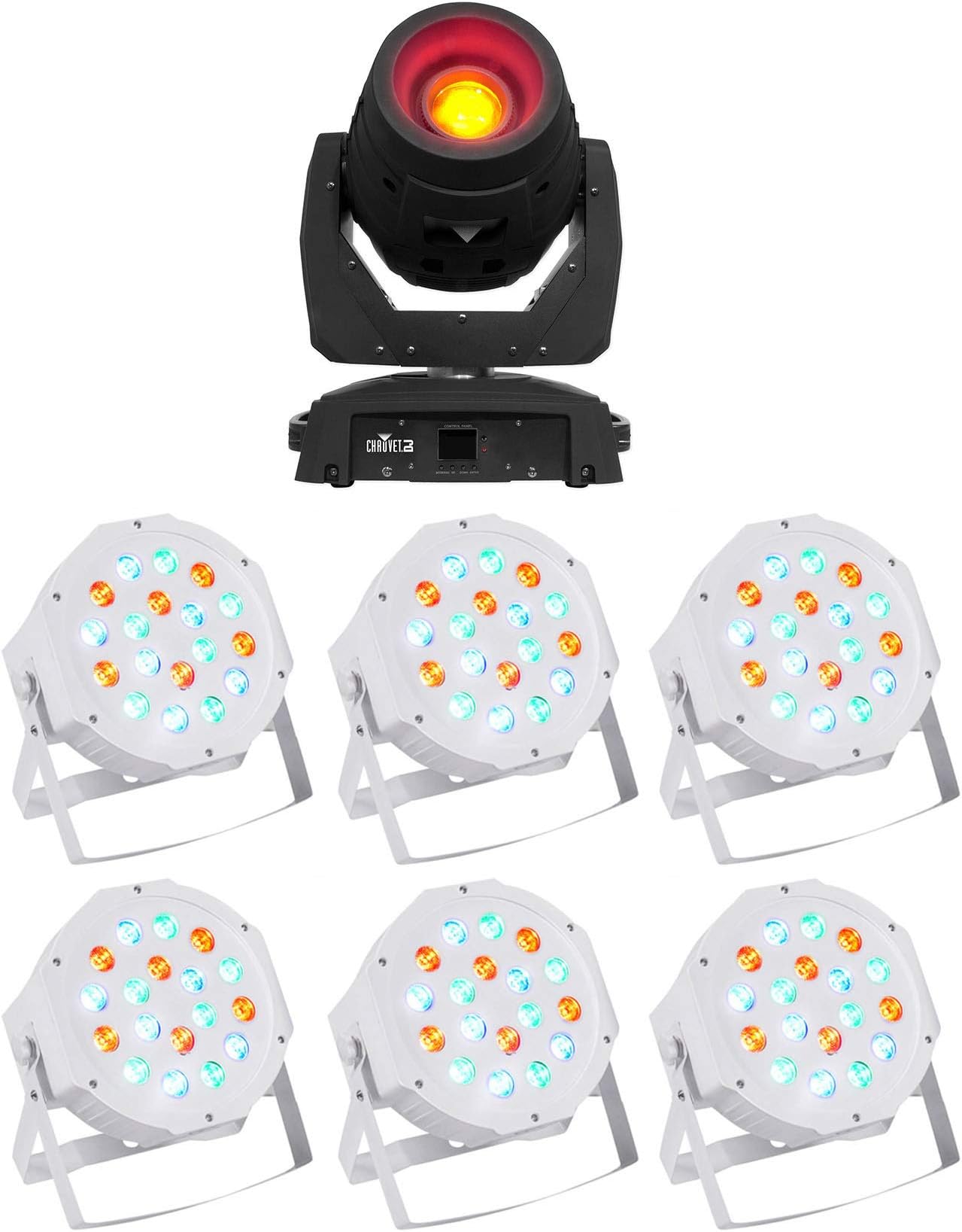 Chauvet DJ Intimidator Beam 355 IRC 100w Moving Head Beam+6) Par Can Wash Lights
