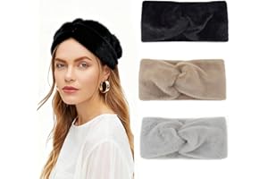 3 Pcs Winter Headband for Women Wide Bow Knot Knitted Hair Band Elastic Crochet Ear Warmer Head Wraps Fashion Accessories