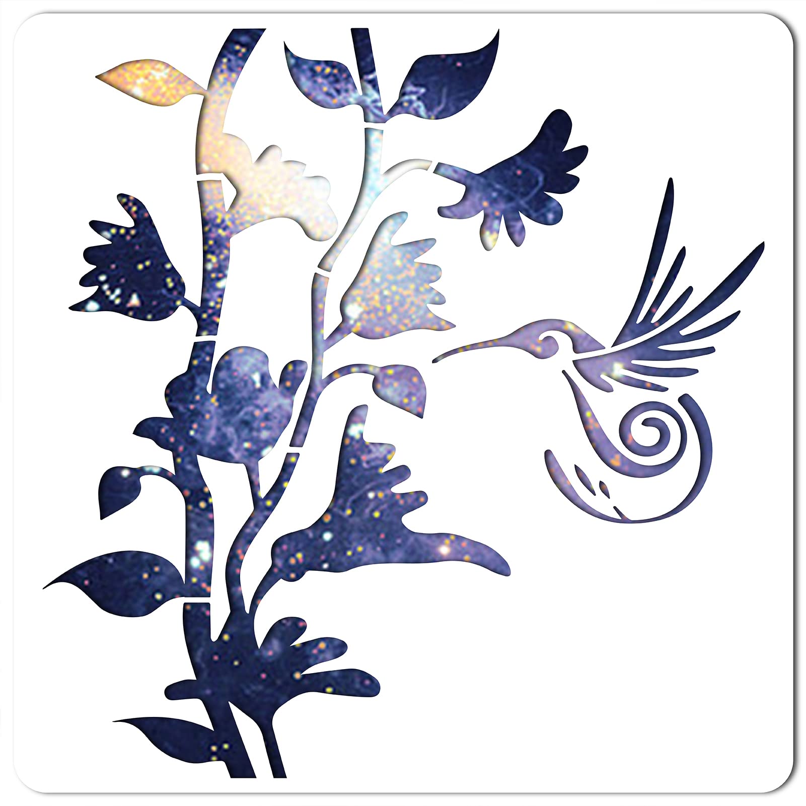 GORGECRAFT Flower Bird Stencil Large Reusable Summer Template 11.8x11.8 Inch Leaf Drawing Sign for Painting on Wood Wall Scrapbook Card Floor Drawing St Patrick's Day Decor