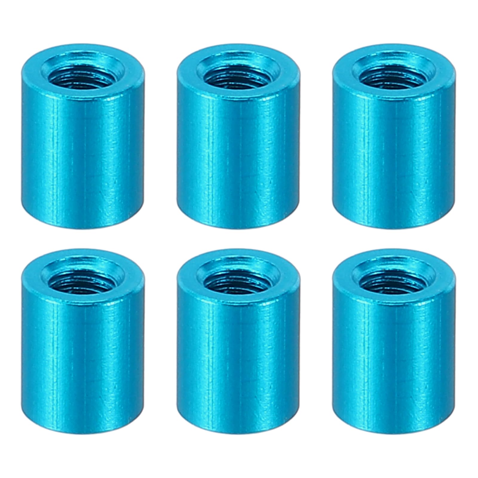 PATIKIL 12pcs M3 Metal Threaded Standoff Spacer Nuts, Round Aluminum Spacers Female Coupling Screws, 1/8" ID x 3/16" OD, Blue, (6mm L)