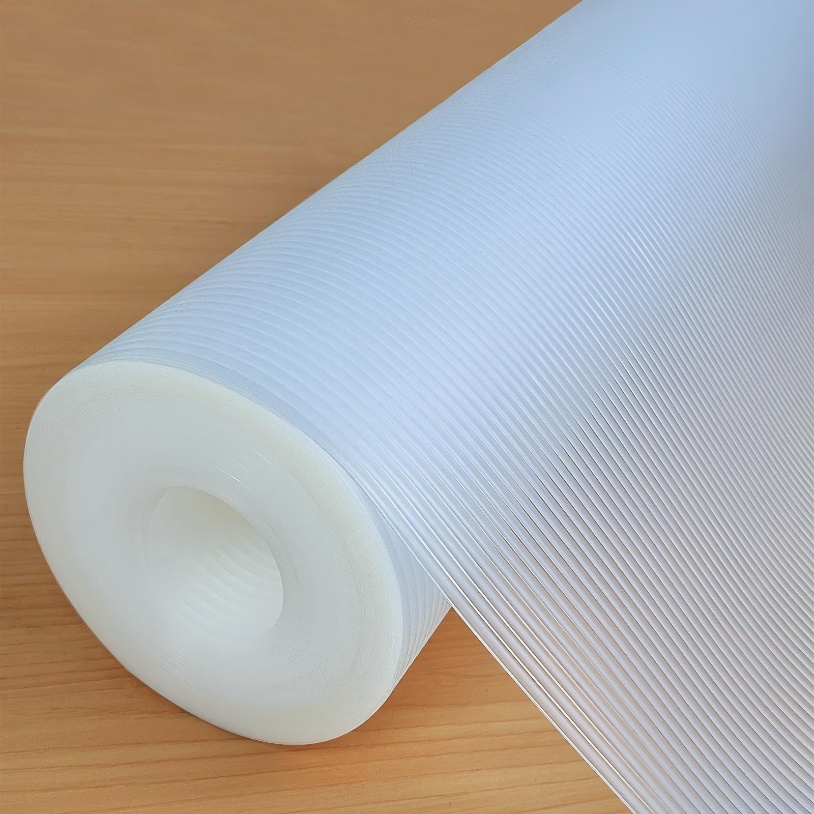 Hersvin Shelf Liners 22 in x 20 ft EVA Drawer Mats, Non-Adhesive Cupboard Protector, Kitchen Cabinet Lining Fridge Liner (Clear Stripe, 56x610cm) Image