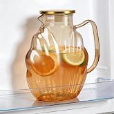 2L Glass Pitcher with Lid, Borosilicate Water Jug for Iced Tea | Lightweight Amber Glass Pitcher for Fridge, Heat Resistant J