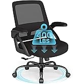 AnyGod Big and Tall Office Chair, Ergonomic Desk Chair Mesh Mid Back with Comfy Lumbar Support Swivel Task Executive Chairs with Wheels, Flip up Arms for Home, Office, Study