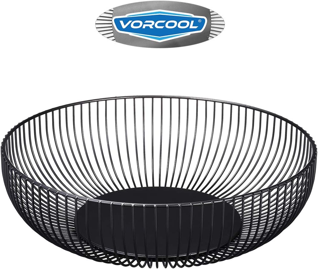 VORCOOL Fruit Wire Basket Iron Fruit Bowl Snack Plate Vegetable Storage Basket Table Dining Decoration, Black - Image 4