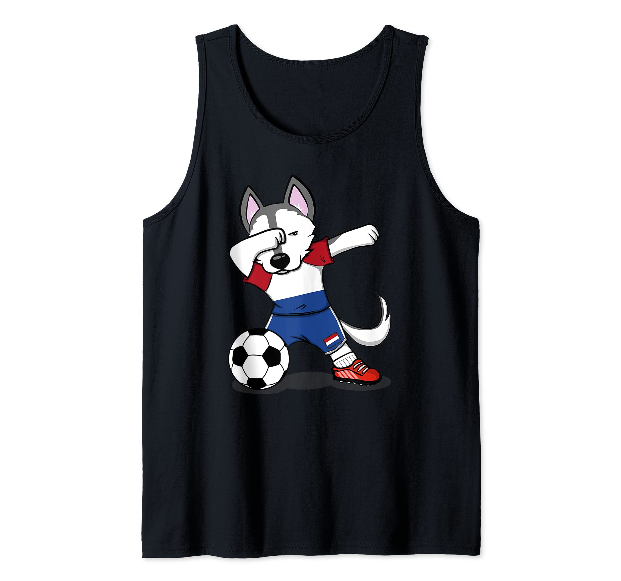 Dabbing Husky Dog Netherlands Football Dutch Flag Soccer Tank Top