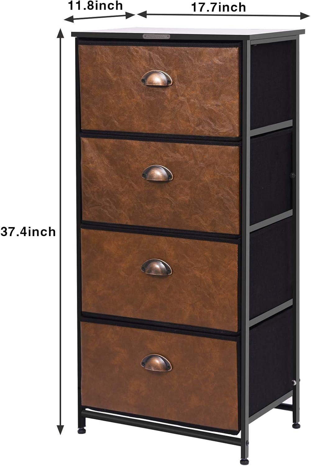 Dresser Storage Tower,Retro Industrial Style 4 Drawer Vertical Fabric Storage Unit for Bedroom, Hallway, Entryway, Closet,Nursery Room,Bathroom: Kitchen & Dining