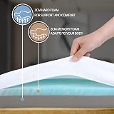 wowttrelax Dual-Layer Memory Foam Mattress Topper 90x190x5cm with Cover view 3