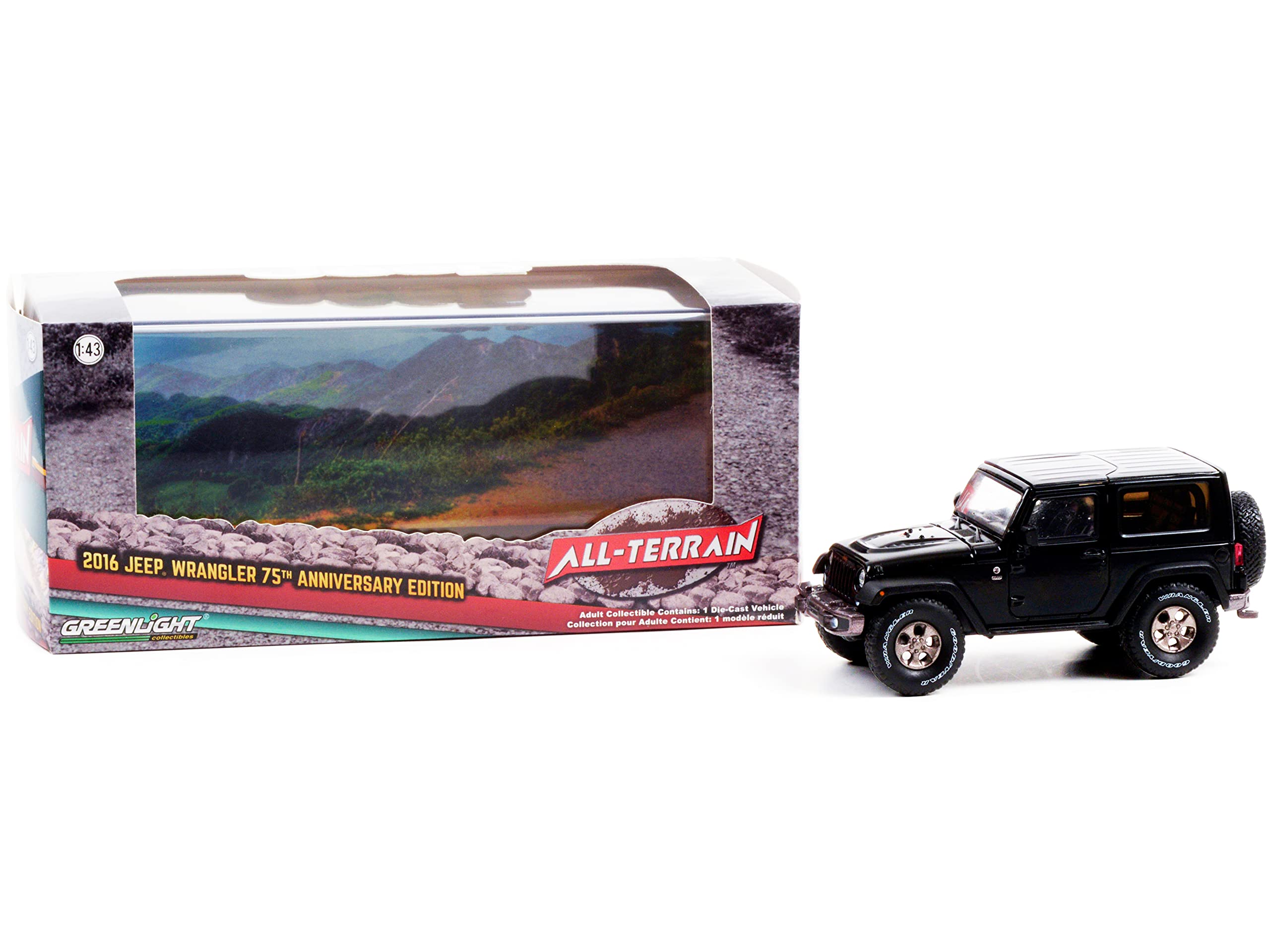 Greenlight 1:43 2016 Jeep Wrangler 75th Anniversary Edition – Black