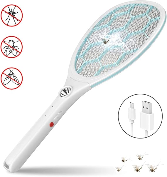 DANGZW Electric Fly Swatter, 3000V USB Rechargeable Bug Zapper Electric