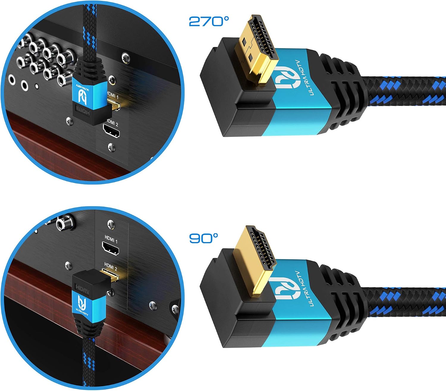 Ultra HDTV premium 4K HDMI cable, HDMI 2.0B, 4K at full 60Hz (no dropped frames), HDR, 3D, 1x 270°, 0,5 Meter - Image 3
