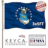 KEYCA Air Force Military Flag 3x5 FT 100% Made in The USA-Heavy Duty Vibrant colors Double Sided US Air force Flag with 2 Brass Grommets for Home/Company/Indoor Outdoor Decoration