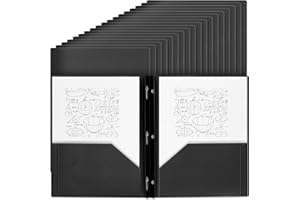 Yeaqee 60 Pcs Plastic Folders with Pockets and Prong Plastic Folders with 2 Pockets Pocket for Office, School for Students, Teachers, Office Workers (Black)