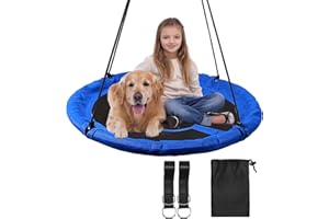 RedSwing 43" Flying Saucer Swing for Kids Outdoor, Large Round Tire Swings for Trees and Swingset, Strong Heavy Duty for Outside Playground, 500LBS Weight Capacity, Blue