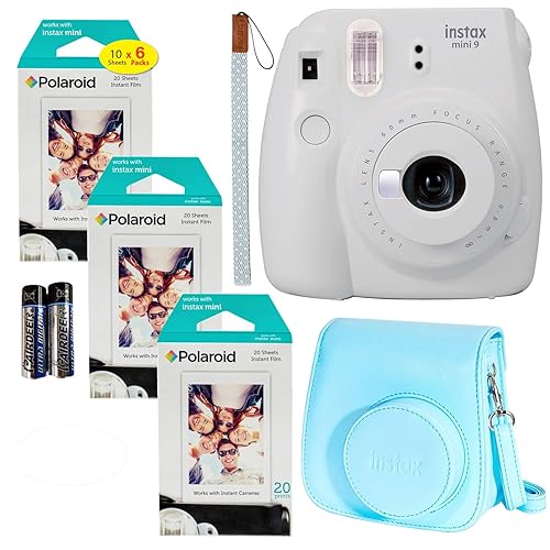 Fujifilm Instax Mini Instant Camera (Smokey White), x Packs of