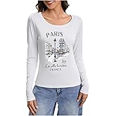SweatyRocks Women's Graphic Crew Neck Tees Basic Long Sleeve Casual Shirts Tops