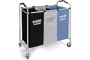 BRIGHTSHOW Laundry Basket Sorter,240L Laundry Blanket Cart with Wheels, 16 X 30 X 35 inch Large Laundry Hamper Bag Bin for Dirty Clothes,Toys,Towels in Laundry Room,Bathroom, Closet Organizers & Storage- BLUE