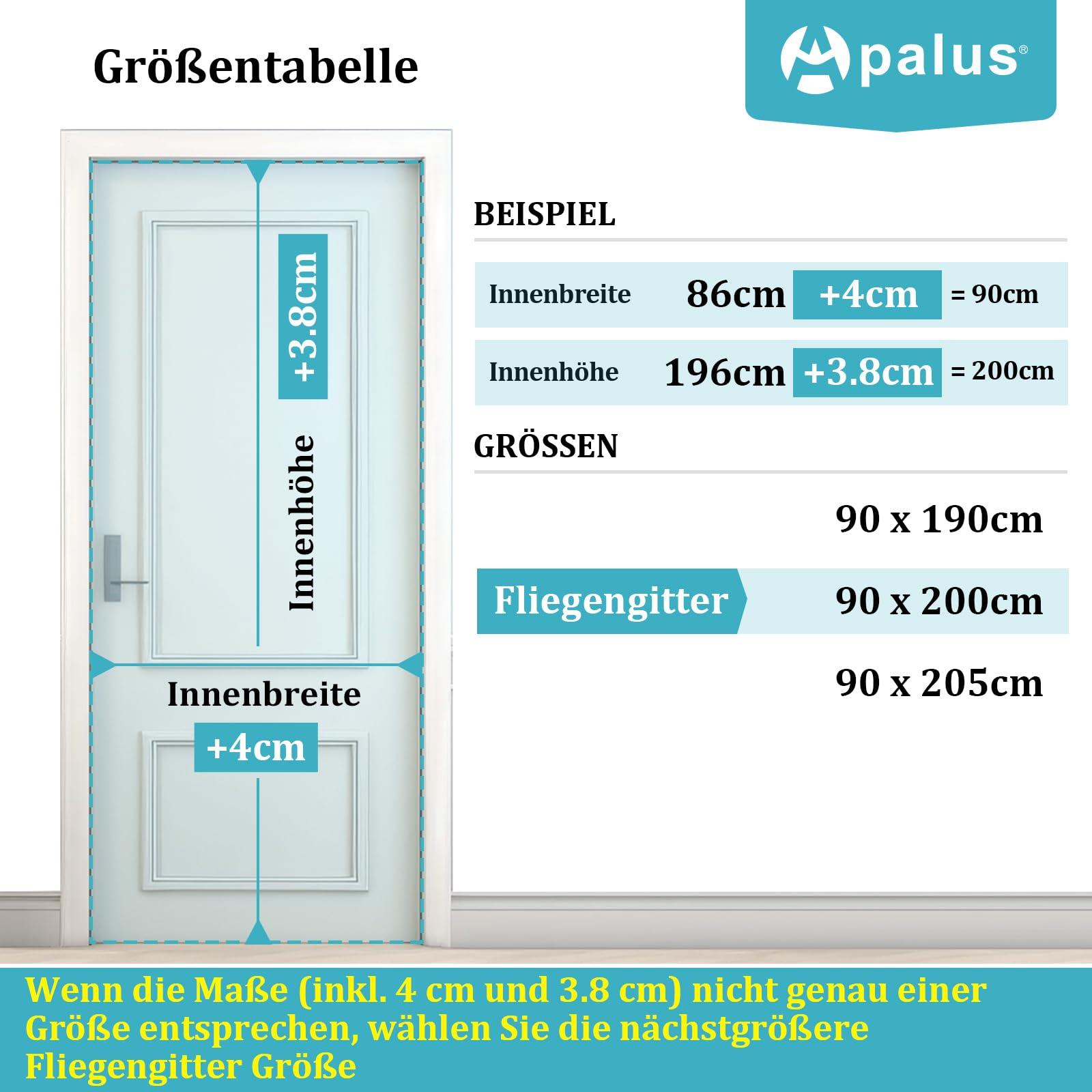 Apalus VP Fliegengitter Tür, Magnet Insektenschutz Balkontür 90x200 cm, 2 x Langlebiger als der Apalus Klassiker, Katzenkrallen Sicher, Stärkere Magneten, 3.8 cm Breites Klettband, Nicht Kürzbar 3