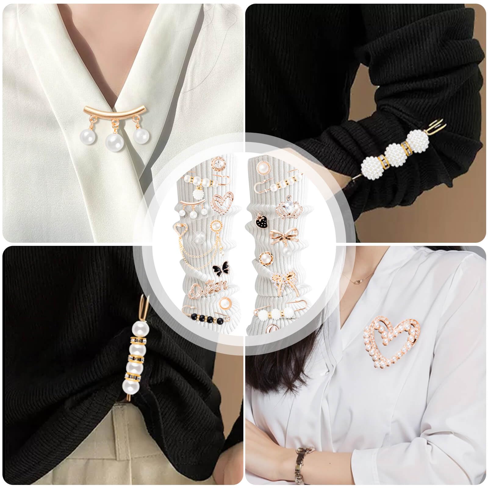 RQAYE 80pcs Junk Socks Charms Kit, Brooches and Pins for Women,Gold Shoe Charms,Shoe Charms for Sneakers, Safety Pin,Sock Charms Kit Bulk for Hat Clothes，Sock Jewelry Charms