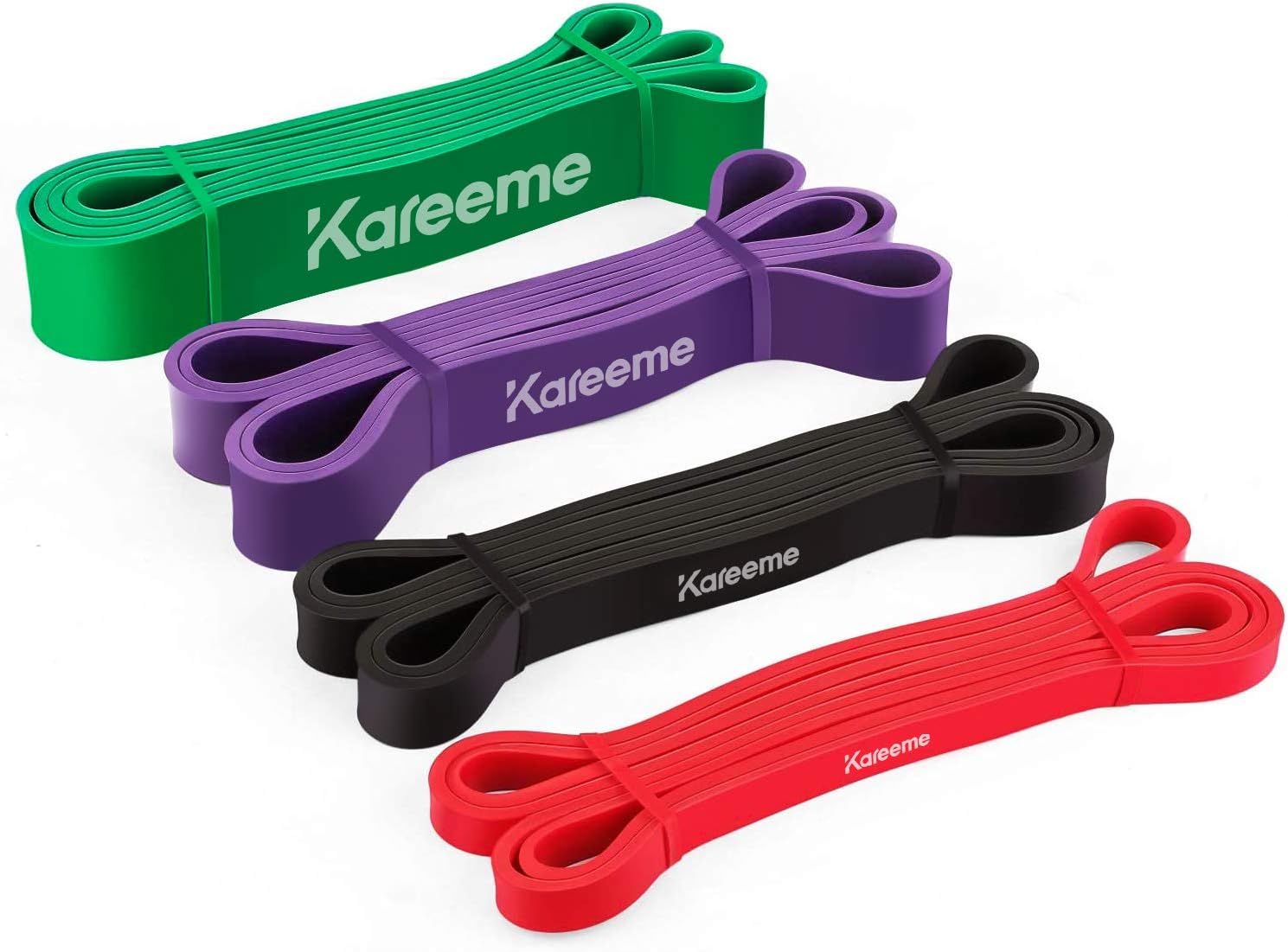 KAREEME 4 Packs Resistance Bands, 4 Different levels Workout Loop Bands