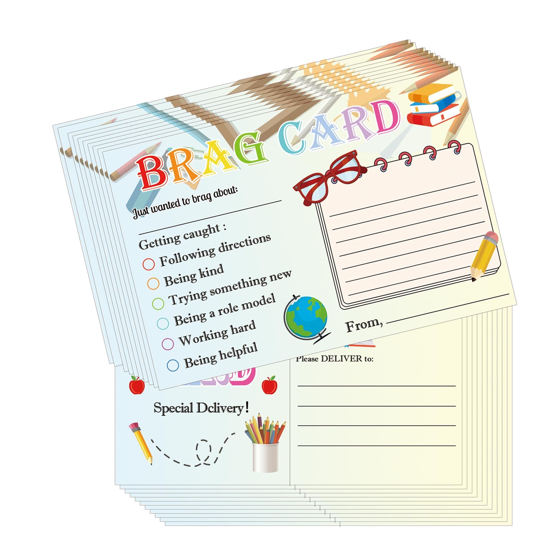 Pop Resin 50 Pack Teacher Mail Cards Postcards For Notes Home To Parents - 4 x 6 Inch Classroom Incentives Motivational Good Behavior Cards Teaching Supplies for Preschool, Kindergarten