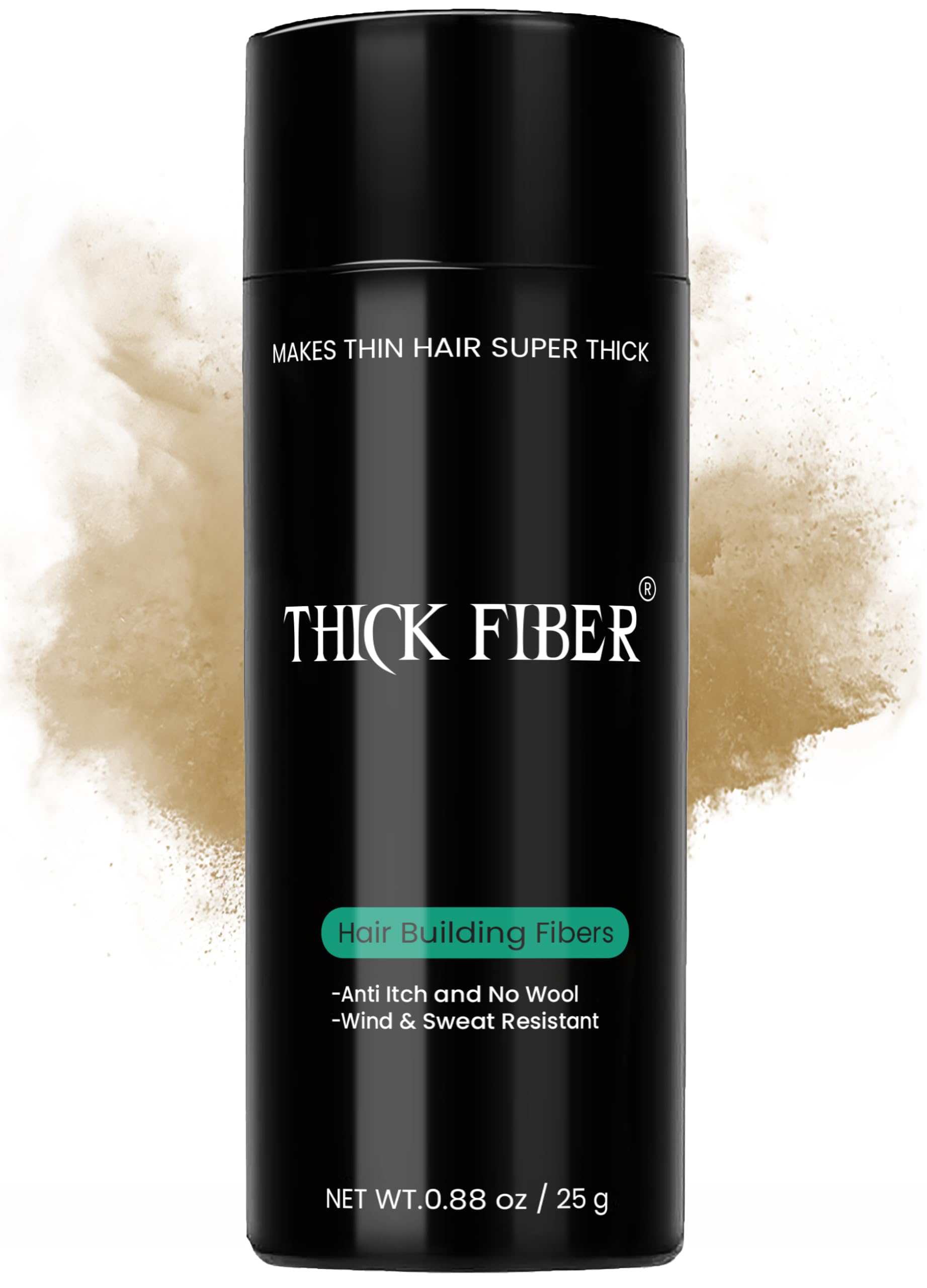 THICK FIBER Hair Building Fibres (Pack of 1, MEDIUM BLONDE) Hair Fibres for Thinning Hair | Hair Powder for Thin Hair 25g Bottle | Make Hair Look Thicker in Seconds with hair filler | for Women & Men โ image 1