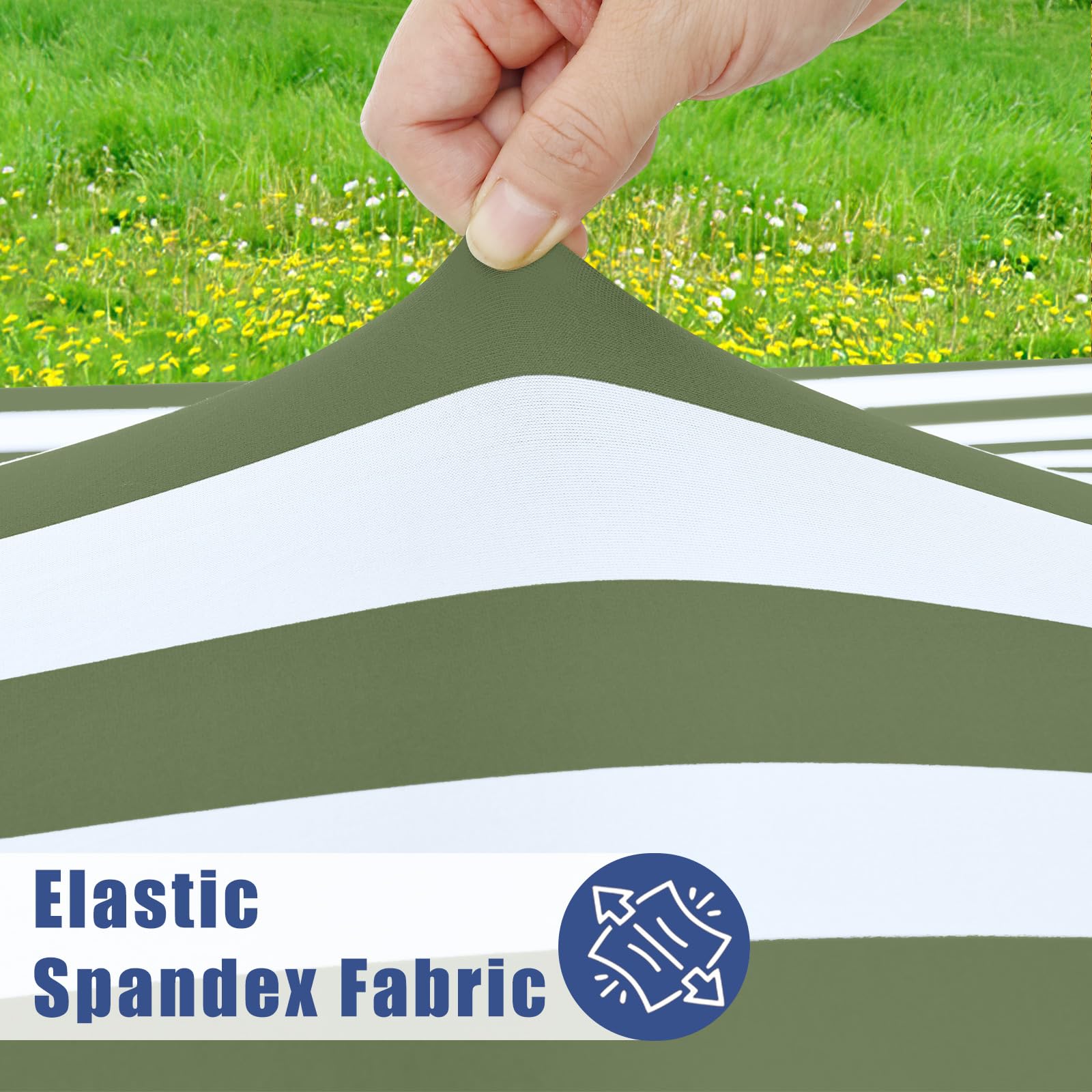 Condition photo showing New/Like New for moosfor picnic table cover with bench covers, elastic fitted spandex tablecloths for 6 foot rectangl
