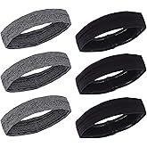 Pamase 6pcs Non Slip Silicone Headbands- Adjustable Workout Headbands Sweat Wicking Hair Bands for Sports Yoga Running Fitness Exercise Gym Athletics for Men Women Sportslovers (Black& Grey)