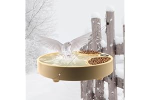 JESTOP Heated Bird Baths for Winter, 75W Birdbath Deicer Outdoor, Bird Bath Heater for Garden Yard, All Seasons Heated Drinking Bowl for Bird, Wild Small Animals -3 Ways to Mount