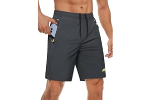 MAGCOMSEN Men's Athletic Running Shorts 9" Quick Dry Lightweight Sport Workout Hiking Gym Shorts with Zipper Pockets
