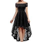 Dressystar Women's Lace Cocktail Dress Hi-Lo Off Shoulder Bridesmaid Swing Formal Party Dress