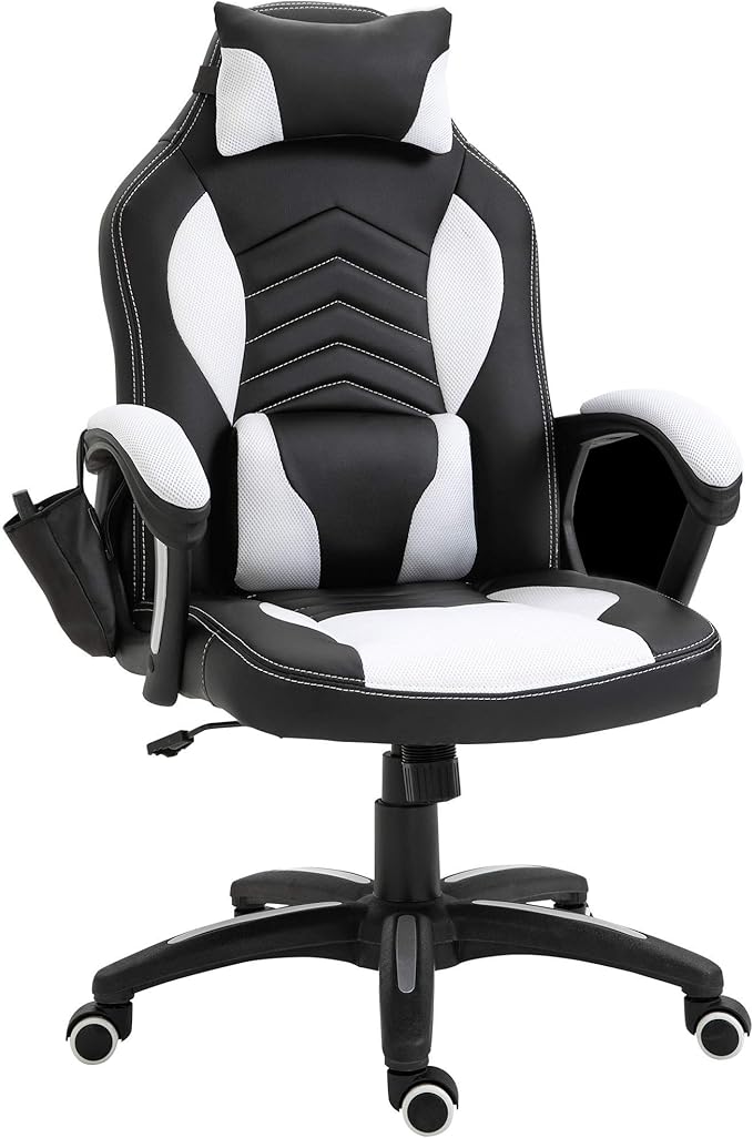 HOMCOM Gaming Silla de Oficina y Giratoria con 6 Puntos de Masaje y