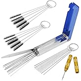 Anxingo 4 Pcs Carburetors Carbon Dirt Jet Remove Cleaner Tool Kit, 13 Wire Torch Tip Cleaner Wires Tool Set, 10 Nylon Brushes