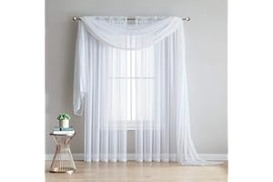 Empire Home 216" Long Sheer Curtain Valance Window/Scarf Great Value 25 Colors (White)