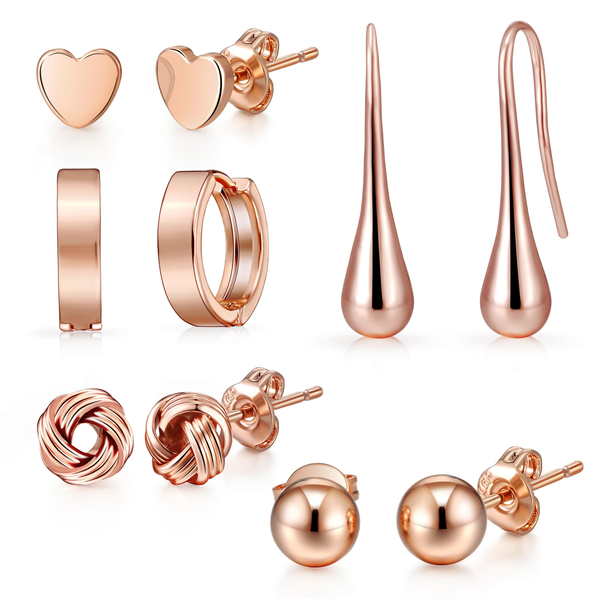 Philip Jones 5 Pairs of Rose Gold Plated Earrings